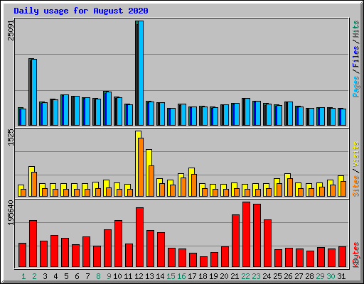 Daily usage for August 2020