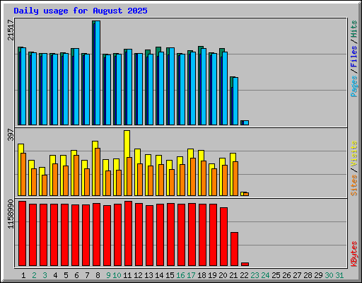 Daily usage for August 2025